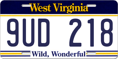 WV license plate 9UD218