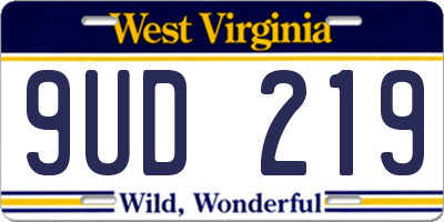 WV license plate 9UD219