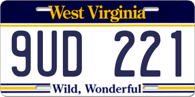 WV license plate 9UD221