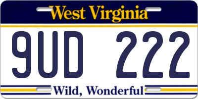 WV license plate 9UD222