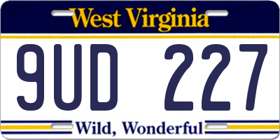 WV license plate 9UD227