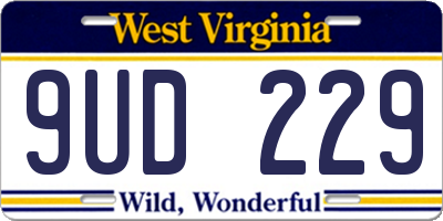 WV license plate 9UD229
