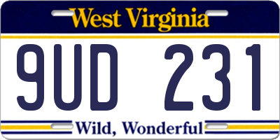WV license plate 9UD231