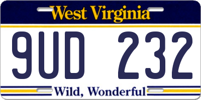 WV license plate 9UD232