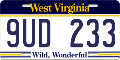 WV license plate 9UD233