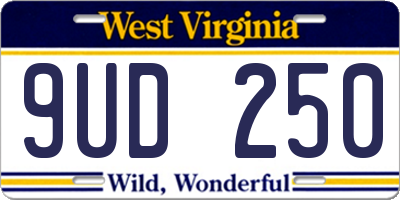 WV license plate 9UD250