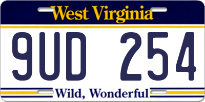 WV license plate 9UD254