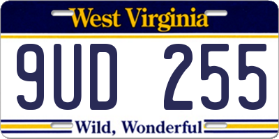 WV license plate 9UD255