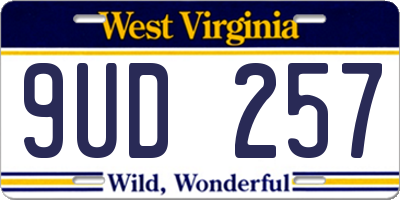 WV license plate 9UD257