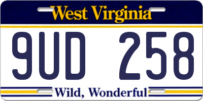 WV license plate 9UD258