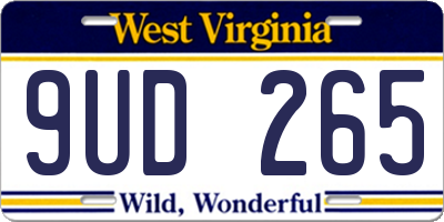 WV license plate 9UD265