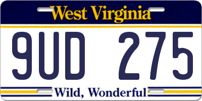 WV license plate 9UD275