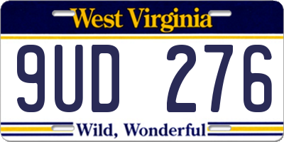 WV license plate 9UD276