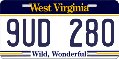 WV license plate 9UD280