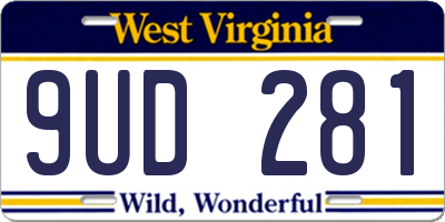 WV license plate 9UD281