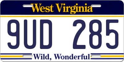 WV license plate 9UD285