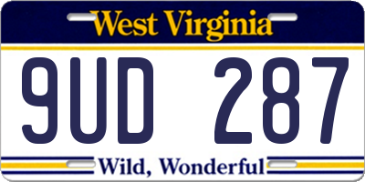 WV license plate 9UD287