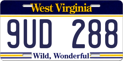 WV license plate 9UD288