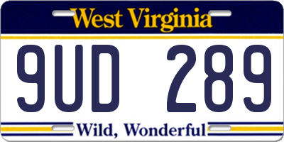 WV license plate 9UD289