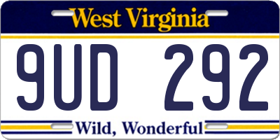 WV license plate 9UD292