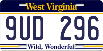 WV license plate 9UD296