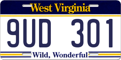 WV license plate 9UD301