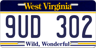 WV license plate 9UD302