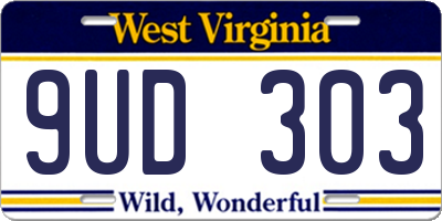 WV license plate 9UD303