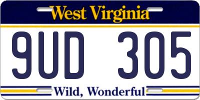 WV license plate 9UD305