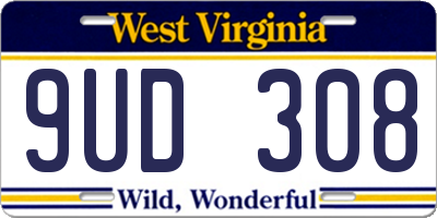 WV license plate 9UD308