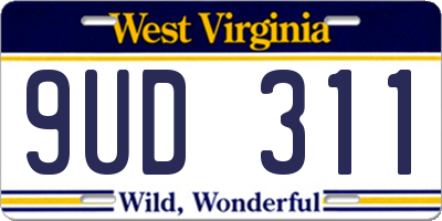 WV license plate 9UD311
