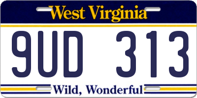 WV license plate 9UD313