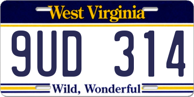 WV license plate 9UD314