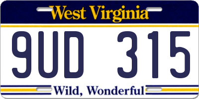 WV license plate 9UD315
