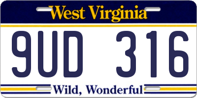WV license plate 9UD316