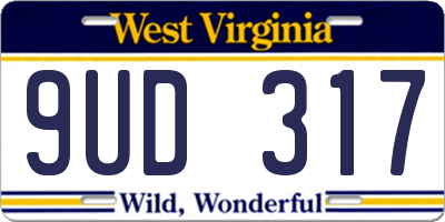 WV license plate 9UD317