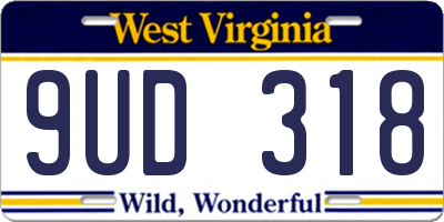 WV license plate 9UD318