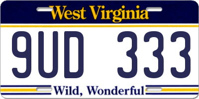 WV license plate 9UD333
