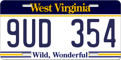 WV license plate 9UD354