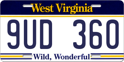WV license plate 9UD360