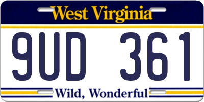 WV license plate 9UD361
