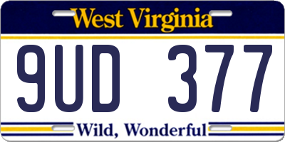 WV license plate 9UD377