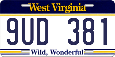 WV license plate 9UD381