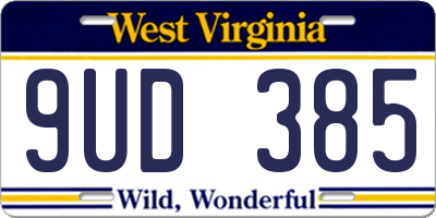WV license plate 9UD385
