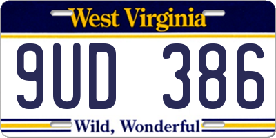 WV license plate 9UD386
