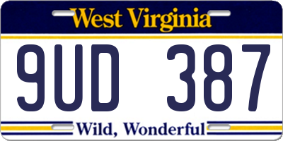 WV license plate 9UD387