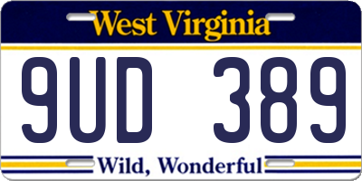 WV license plate 9UD389