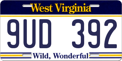 WV license plate 9UD392