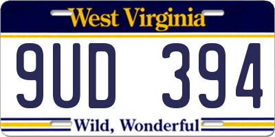 WV license plate 9UD394