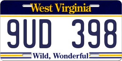 WV license plate 9UD398